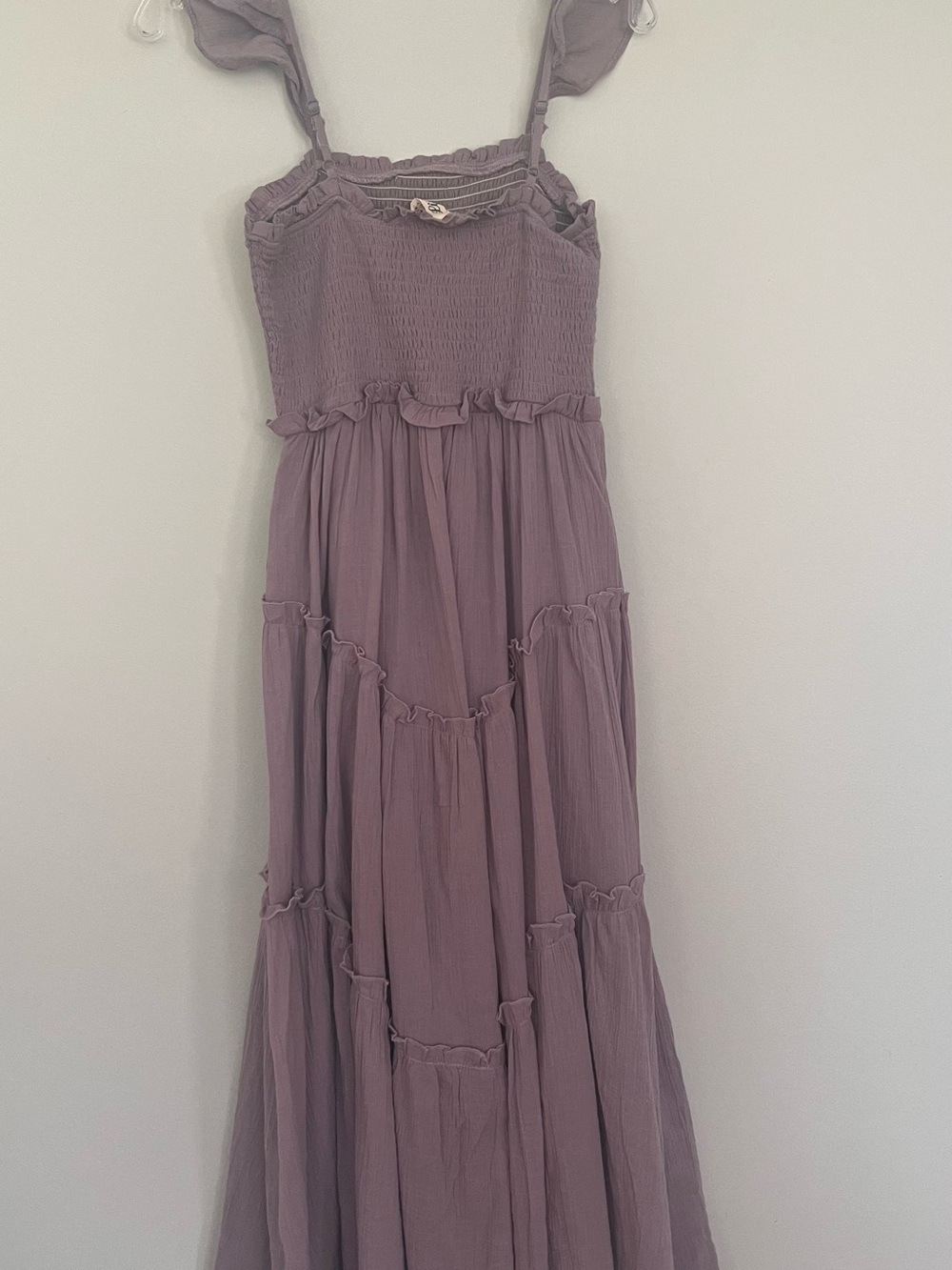 PinkBlush Maternity Lavender Smocked Flutter Strap Maxi Dress - Picture 8 of 11